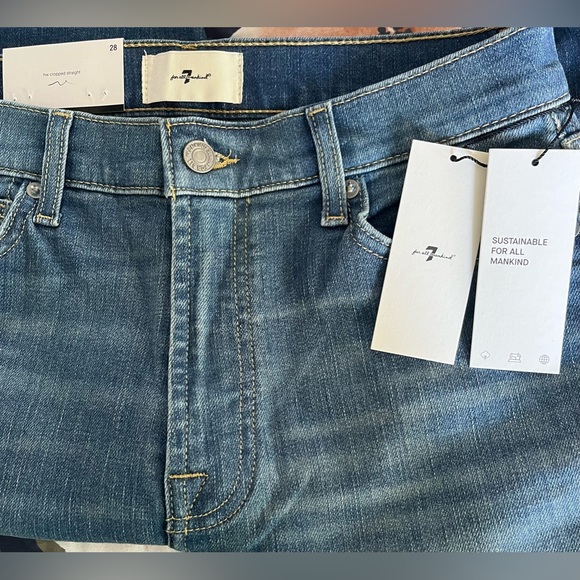 For All 7 Mankind Size:28  Women HW Cropped Straight  Blue Jeans - Picture 9 of 14